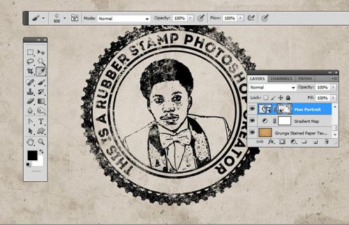 آموزش ایجاد افکت مهرلاستیکی در فتوشاپ